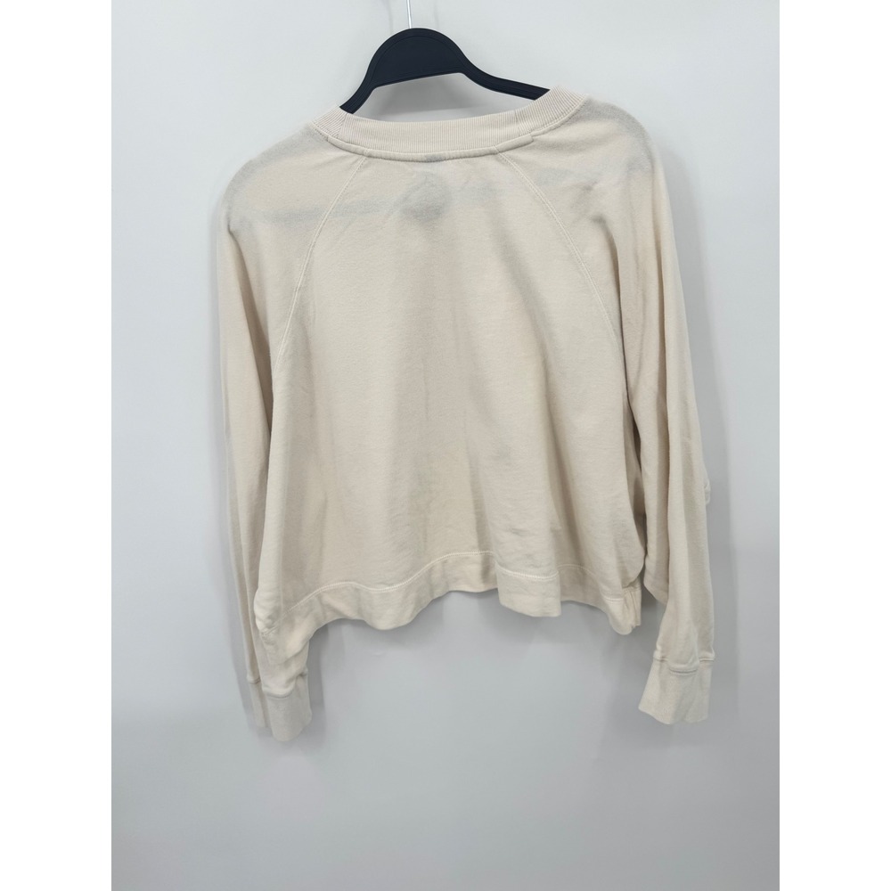 Vuori Sunnyside Women Medium Cream Organic Cotton Oversized Cropped Sweatshirt - Picture 4 of 8